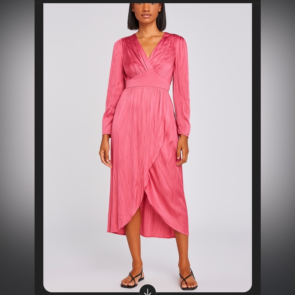 Kaos Nwt Italy Formal Pink V Neck Silk Dress Pink Classic Party Fall $380